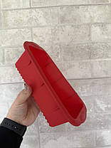 Пряма силіконова форма для випічки 25,5×13×7 см, термостійка, червоного кольору, фото 3