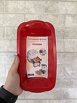 Пряма силіконова форма для випічки 25,5×13×7 см, термостійка, червоного кольору, фото 5