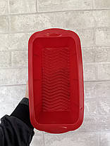 Пряма силіконова форма для випічки 25,5×13×7 см, термостійка, червоного кольору, фото 4