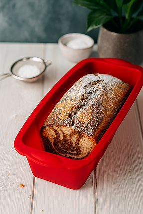 Пряма силіконова форма для випічки 25,5×13×7 см, термостійка, червоного кольору, фото 1