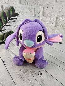 М'яка іграшка з пледом усередині Енджел подружка Стича з морозивом бузкова