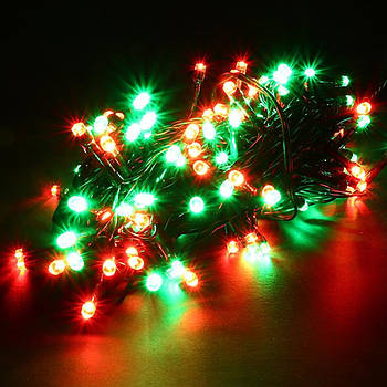Гірлянда від мережі, 100LED, мікс, Чорний провід / Новорічна гірлянда світлодіодна / Різнокольорова гірлянда нитка