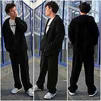 Подростковый детский теплый флисовый спортивный костюм для мальчика модный, красивый кофта на молнии и прямые штаны 12-16 лет