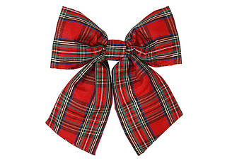 Бант новорічний червоний у клітинку 22 см