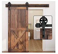 Фурнітура для дверей WINSOON 183 см,Розсувна система в стилі LOFT для амбарних дверей з рейкою товщиною 6мм 183см.Амазон Німетчина