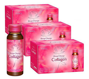 Fancl Deep Charge Collagen Drink Колаген HTC з екстрактом бутонів троянди, вітамін С, 10 флаконів (50 мл) х 3 упаковки