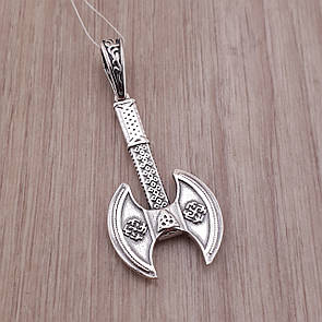 Чоловічий срібний кулон Секира Перуна. Слов'янський оберіг талісман із срібла 925