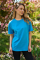 Женская футболка Jully Джулли базовая модель мягкий трикотаж нежный голубой оттенок