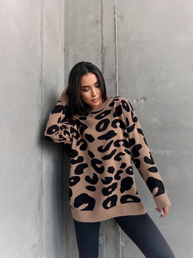 светр леопардовий подовжений