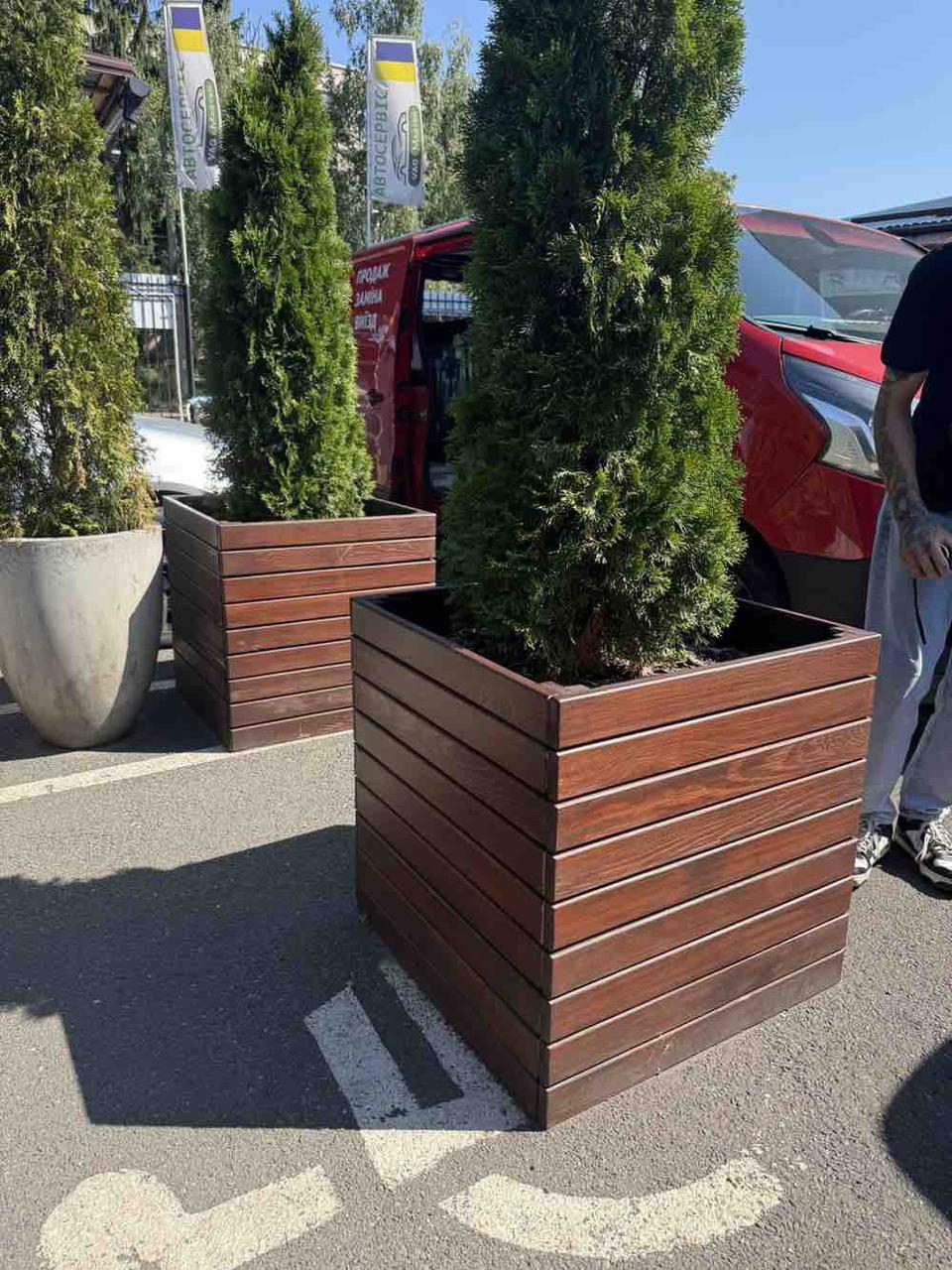 Горщик кашпо для туї коричневий об'єм 330 л 700х700 х700 мм., фото 1