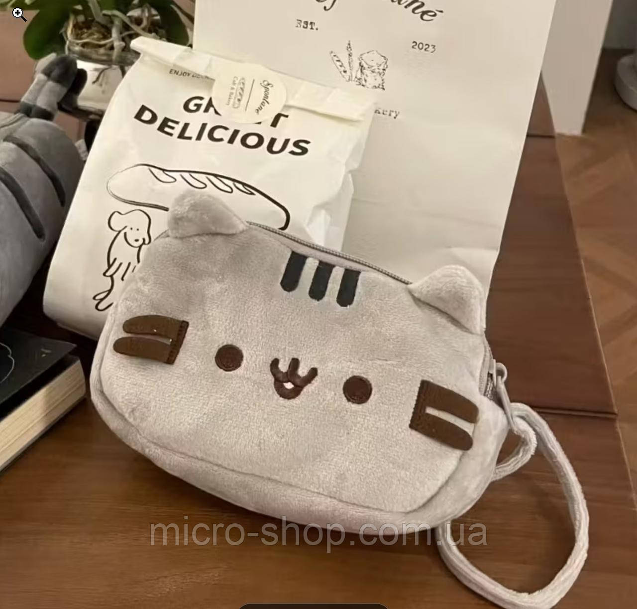 Плюшевий пенал косметичка кіт Пушин Pusheen, фото 1