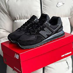 Чоловічі спортивні кросівки New Balance 574 (чорні) стильні повсякденні кроси 1327 Нью Беленс vkross