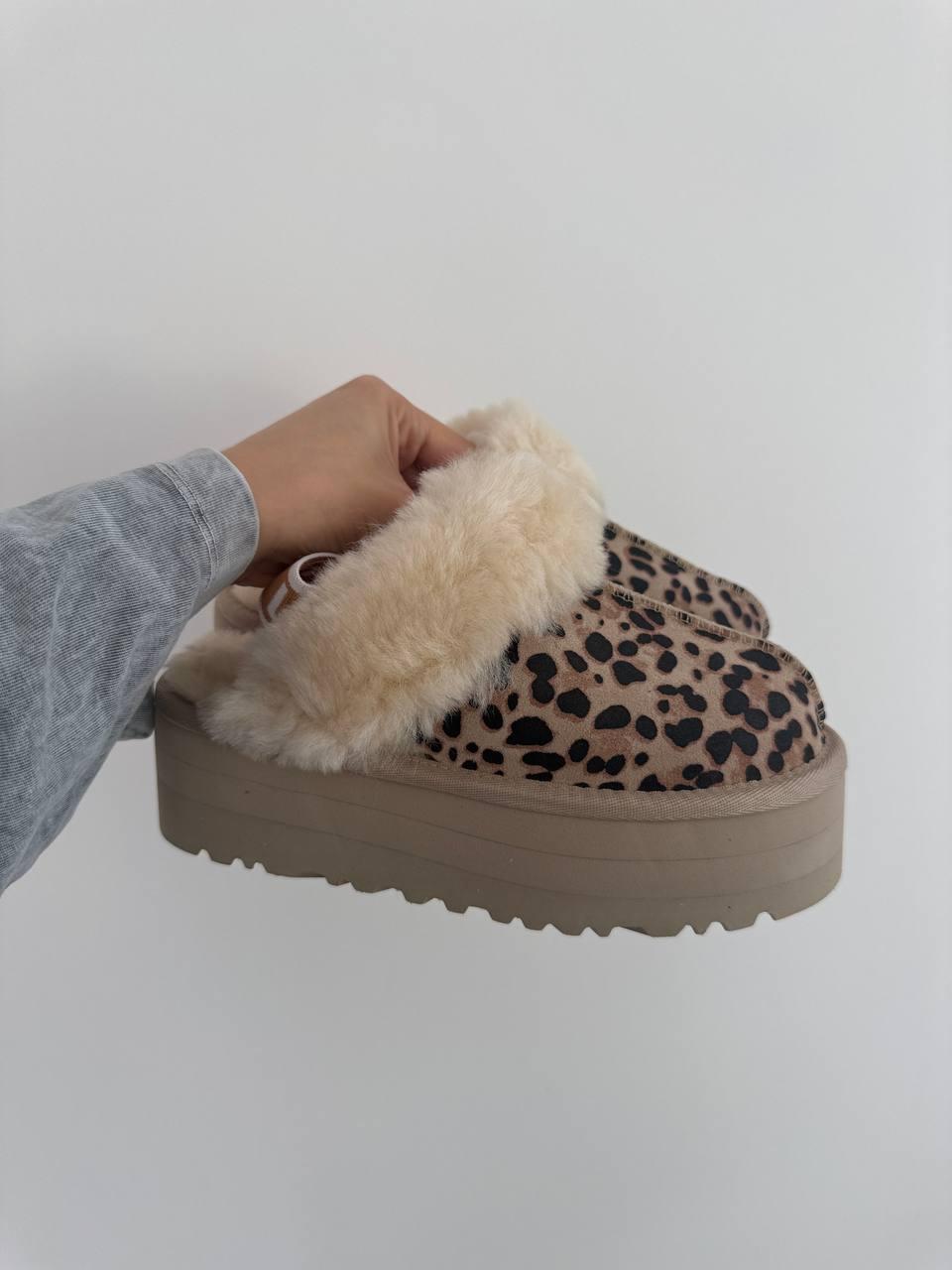 Жіночі уггі-шльопанці UGG Funkette (леопардові) модні зимові капці 5678736 Угг vkross, фото 1