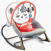 Дитяче крісло-качалка Ricokids з вібрацією для новонароджених, сіре, механізм рокінгу, 2 положення спинки, ремені безпеки