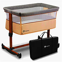 Приставна ліжечко Lionelo Leonie 3в1 для новонароджених, бежевий, розмір 89×55 см, з функцією гойдання