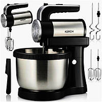 Міксер 800 Вт з обертовою чашею на 4 л для приготування тіста і збивання від Kerch Simple з нержавіючої сталі