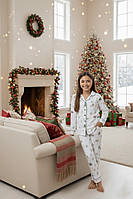 Новорічна фланелева дитяча піжама. Святкова піжама для дівчинки на подарунок