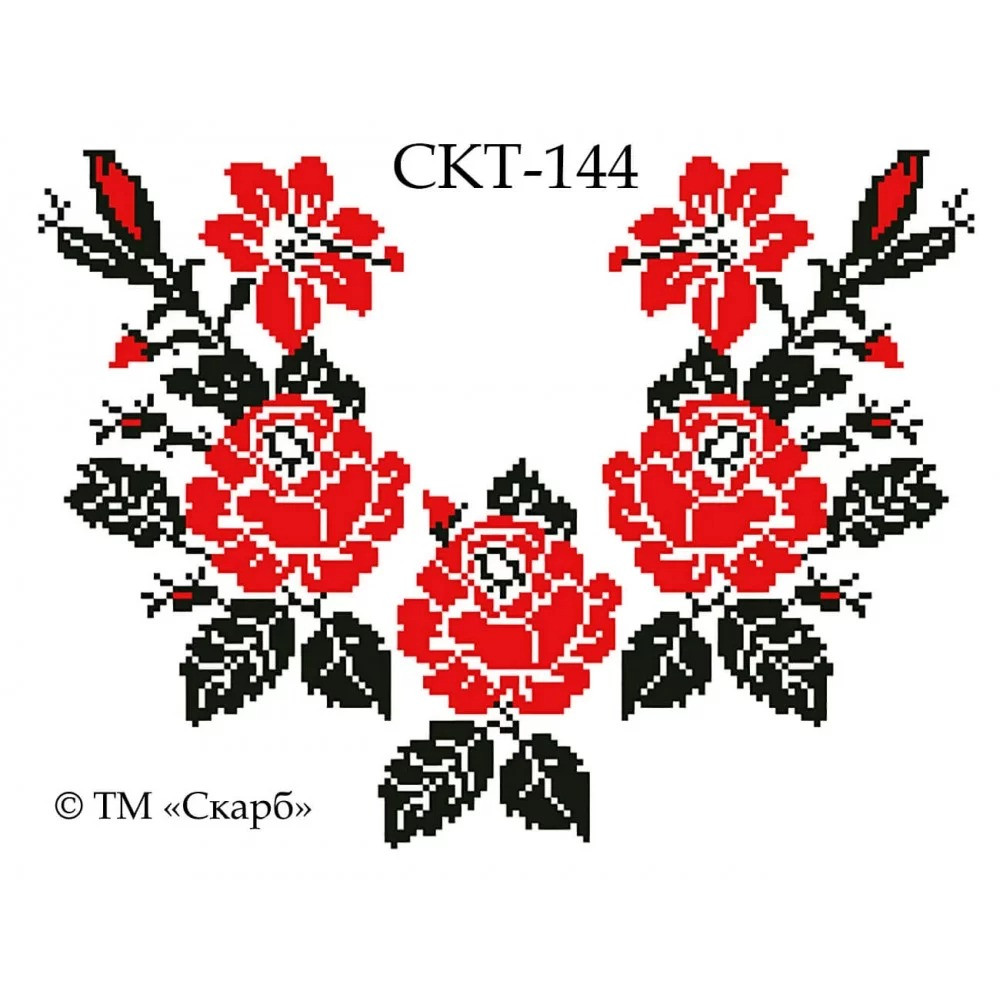 Термоналіпка з малюнком для вишивання СКТ-144 Червоні поліські троянди (варіант 18) (на сорочку), фото 1