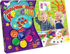 Художня фарба для малювання пальчиками, Набір 7 кольорів + 3 штампики, РК-01-02 Danko Toys