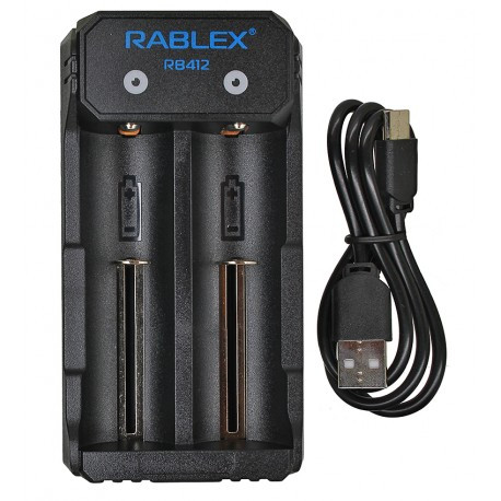 Зарядний пристрій RABLEX RB412 USB Type-C 2A для акумуляторів Li-Ion/IMR 2x14500/16340/18650/21700/26650 тощо., фото 1