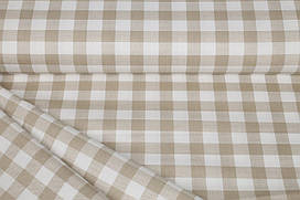 Сатин-твіл Клітинка бежева