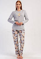 Байкова жіноча піжама Vienetta сіра бавовна