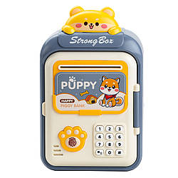 Скарбничка-сейф дитяча Puppy з кодовим замком та відбитком пальця, темно-синій