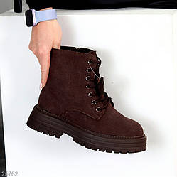Повсякденні шоколадні зимові черевики берці натуральна замша доступна ціна