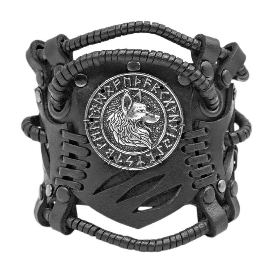 Браслет Стімпанк Вовк в рунічному колі (bsp-72), фото 1