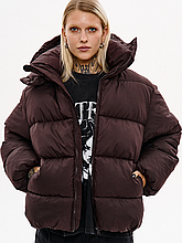 Зимовий водо-вітрозахисний пуховик оверсайз крою "Хлоя", шоколад