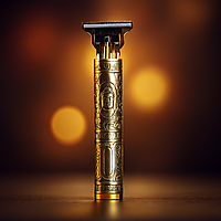 Машинка для стрижки волосся на акумуляторі VINTAGE T9, "Будда" Золотий, тример для бороди/окантувальна машинка