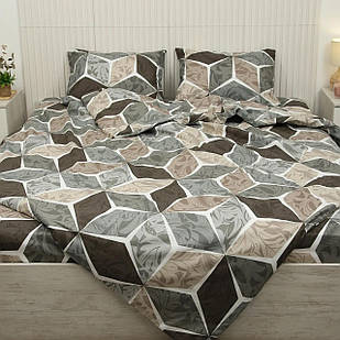 Графітовий лабіринт - Бязь 3D - Двоспальний комплект постільної білизни