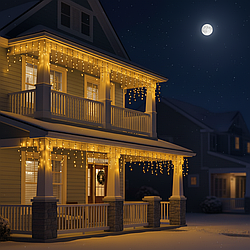 Новорічна гірлянда Бахрома 6 м, 105 LED, жовте світіння, чорний дріт