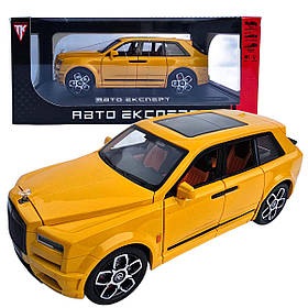 Машинка металева Rolls-Royce Cullinan 1:24 ролс ройс жовтий світло звук 22*9*7,5см (RS-81720)