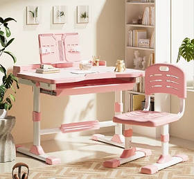 Дитяча парта для школяра з лампою та сидінням Spoko SP-09 рожева
