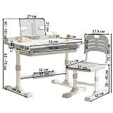 Дитяча парта для школяра з лампою та сидінням Spoko SP-09 сіра, фото 5