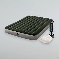 Туристичний надувний матрац Intex 64109-2 із насосом і подушками