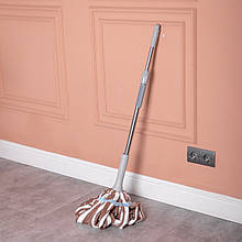 Швабра телескопічна для миття підлоги універсальна мотузкова швабра з самовіджимом для прибирання Коричневий HP-35015-13BR