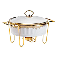 Марміт порцелянаовий 1,5 літра настільний круглий круглий мармітниця з підігрівом Біла HP1035