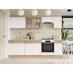 Кухня модульна Еверест Еко набір №5 дуб сонома/німфея альба (білий) 2.6 м стільниця Скай (DTM-071059)