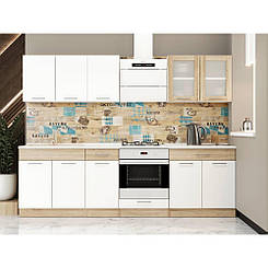 Кухня модульна Еверест Еко набір №4 дуб сонома/німфея альба (білий) 2,6 м стільниця Скай (DTM-071062)