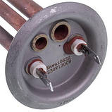 Тен для бойлера 34013320000 Kawai 1300W (мідь) L=310mm фланець 64mm, 2 трубки (під анод M4), фото 5