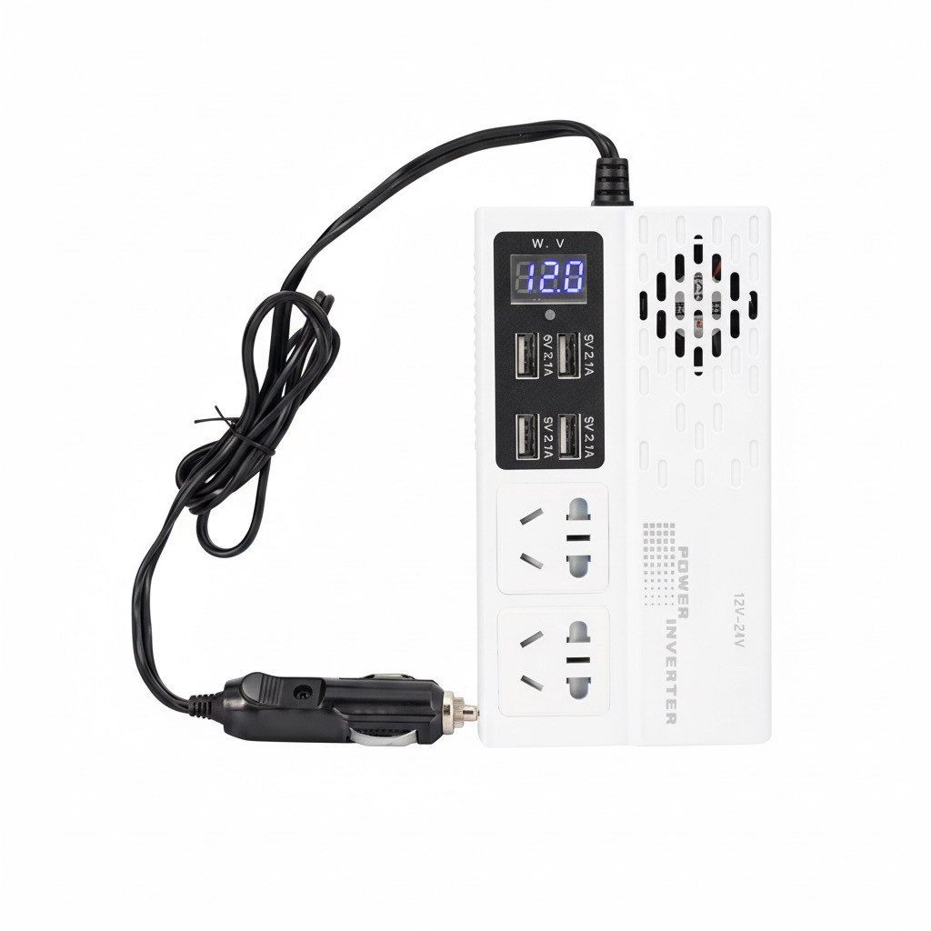 Автомобільний інвертор GIANDEL 250W з 2 розетками на 220V + 4 USB, фото 1