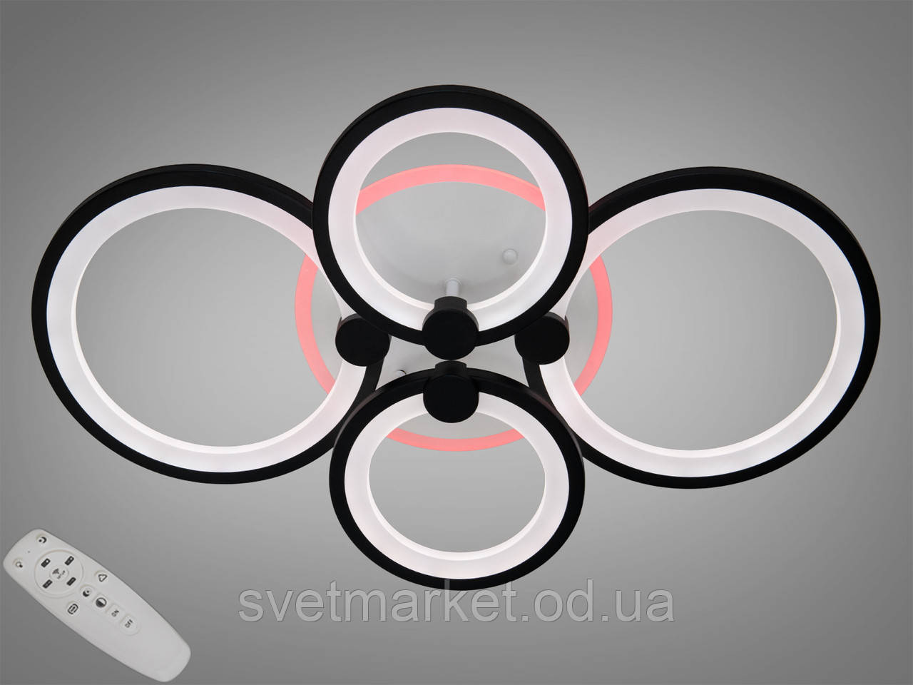 Стельова світлодіодна люстра 8022/4BK LED 3color dimmer, фото 1