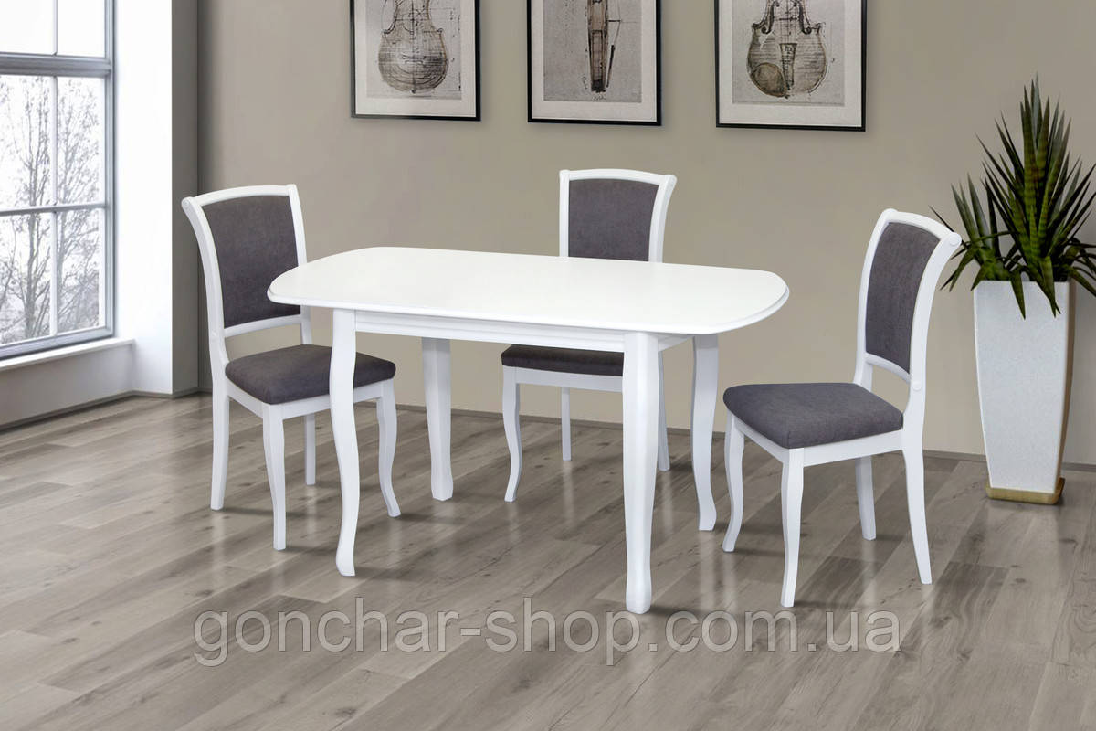 Стіл обідній Турін (120+40)/80, білий, фото 1