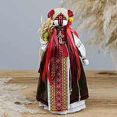 Лялька мотанка середня у червоному вбранні 33 см Гранд Презент 033 ВЧ-2