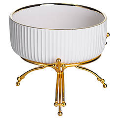 Салатник порцеляновий на металевій підставці Ø16 (см) тарілка для салату салатниця Золото