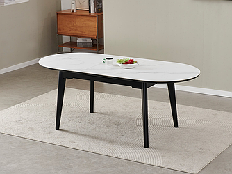 Керамический стол TM-126 белый мрамор + чёрный