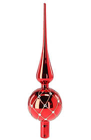 Верхівка на ялинку Chomik декорована 30 см, скло, червона