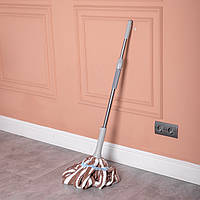Швабра телескопічна для миття підлоги універсальна мотузкова швабра з самовіджимом для прибирання Коричневий HP-35015-13BR